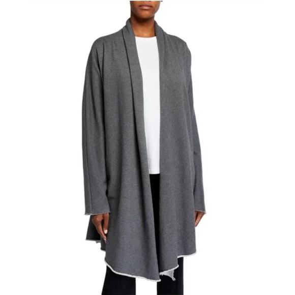 Frank & Eileen Tee Lab Fleece Draped Coat Cardigan Jacket Gray Mélange XS/S $288